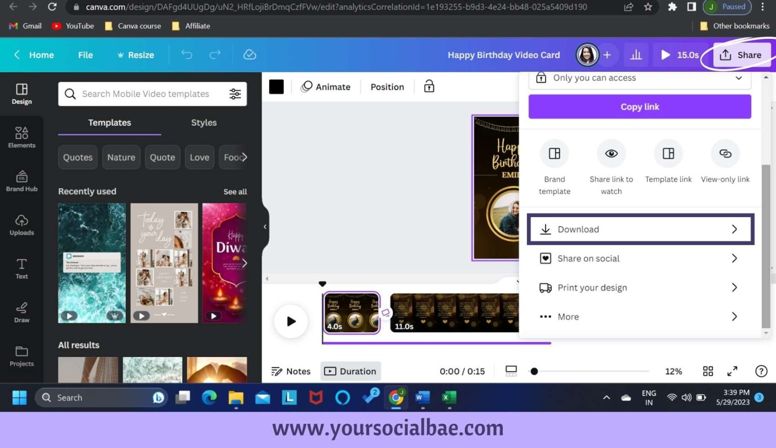 A step by step guide on how to download canva videos separately in 1 click
