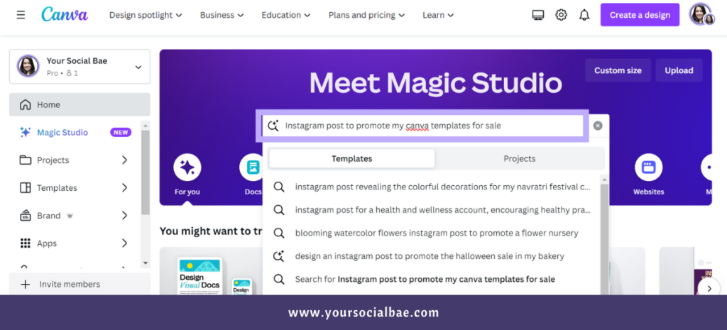 New Canva Features - Magic Design in Magic Studio