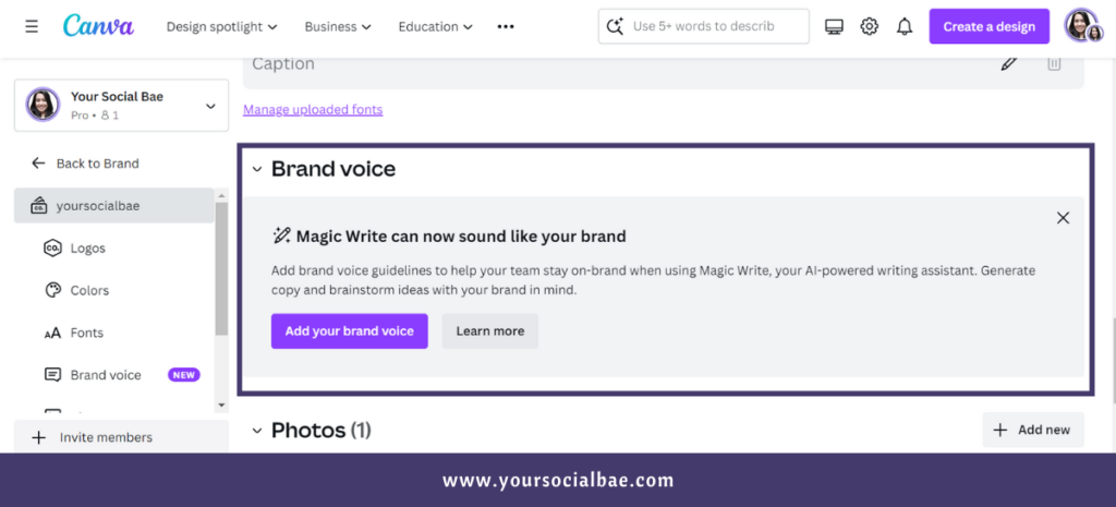 New Canva Feature - Magic Write with brand voice in Magic Studio