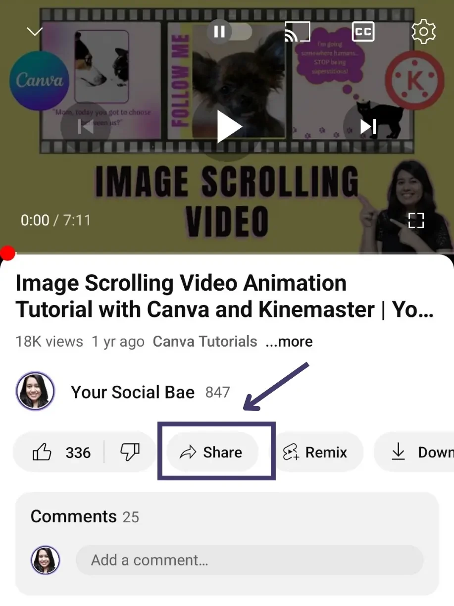 how to share youtube video on instagram story