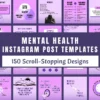 150 Mental Health Canva Templates for Instagram/Social Media