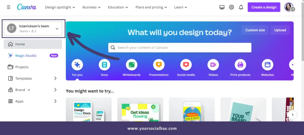 How To Switch from Team to Personal on Canva